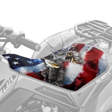 Imagem de Dreaweet Capa de assento para quadriciclo à prova d'água com quatro rodas, acessórios para quadriciclo, antiderrapante, confortável, bandeira americana, águia careca, deocr, capas de assento