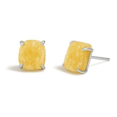 Imagem de Brinco Tarraxa Calcita Amarela - Cristal Natural, Prata 925
