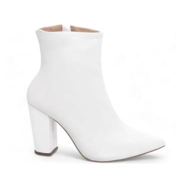 Imagem de Bota Feminina Branca Elegante com Salto Conforto Estilosa - Torricella
