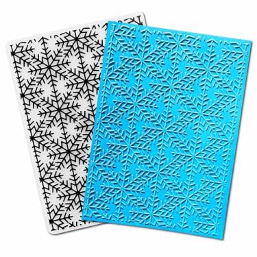 Imagem de Arbuya Pastas de gravação de plástico de fundo de flocos de neve para fazer cartões, pasta de gravação de impressão de Natal para scrapbooking, papel, artesanato, decoração de casa