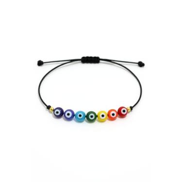 Imagem de BABY SHOWER CHOCOLATE Pulseira de 7 chacras com contas de olho turco – Pulseira de energia de pedra natural feita à mão para proteção, equilíbrio e positividade – joia unissex ajustável para presente