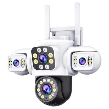 Imagem de Câmera De Segurança Externa PTZ De Lente Tripla De 6 MP Com Fio Sem Fio WiFi Com Detecção E Rastreamento Por IA Visão Noturna Áudio Bidirecional Aplicativo Yoosee IP66 À Prova D'água Pan-Tilt(Only Cam