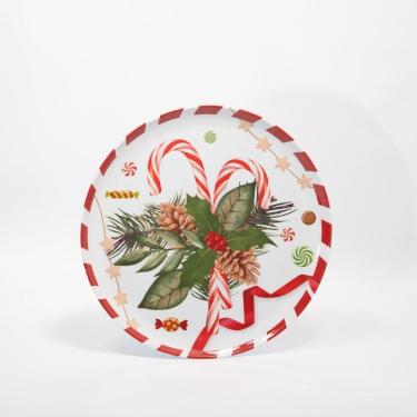 Imagem de Prato Enfeite Decorativo Refeição De Natal Melamina 28cm