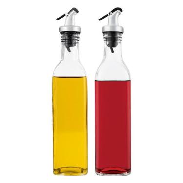 Imagem de Kit 2 Galheteiro de Vidro Porta Azeite 500ml Garrafa Mesa com Bico Dos