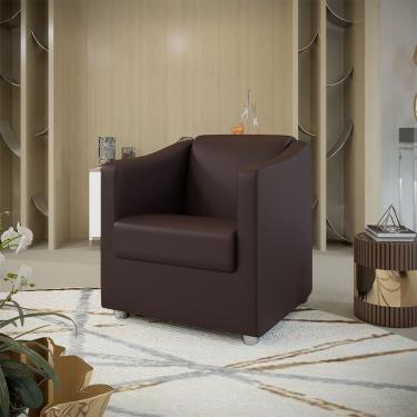 Imagem de Poltrona Decorativa Tilla Corino Marrom Dal Poz Estofados