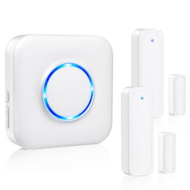 Imagem de Carrilhão de porta, Satisure sem fio, sensor de contato aberto, alarme com alcance de 1,5 m, 58 sinos, 5 níveis de volume, indicadores LED (1 receptor e 2 sensores)