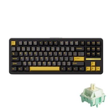 Imagem de Akko TAC87 Teclado para jogos preto e dourado teclado mecânico trimodo de troca a quente com teclas de perfil PBT cereja, interruptor de coentro