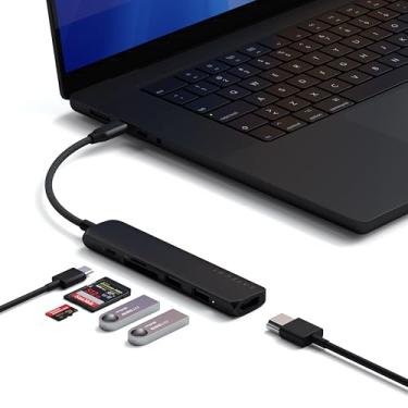 Imagem de SATECHI Hub USB C 6 em 1 Slim Plus, adaptador multiportas com HDMI 4K, carregamento USB-C PD 100W, 2 portas USB-A, leitores de cartão microSD/SD, para MacBook, Windows e dispositivos USB tipo C
