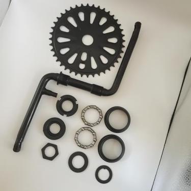 Imagem de ZZRSDAN 152 mm, preto, peça única, manivela, 40T, roda dentada de 5 cm, kit de manivela de pedal largo, para motor de 2 tempos, bicicleta motorizada a gás 48cc/66cc/80cc