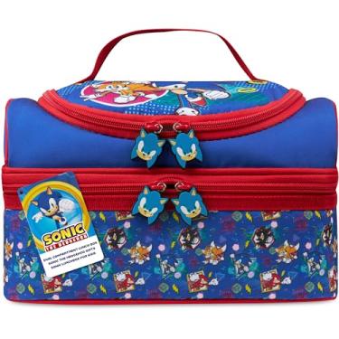 Imagem de Get Trend Sonic The HEDGEHOG Lancheira isolada com dois compartimentos para piquenique lanches bolsa térmica presentes para crianças (azul/vermelho Sonic)
