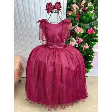 Imagem de Vestido Infantil Festa Luxo Longo Marsala Tule Glitter - Marie, 4