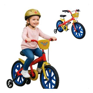 Imagem de Bike Infantil Da Mulher Maravilha Aro 16 Com Rodinhas Super Heróis Cri