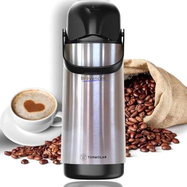 Imagem de Garrafa Térmica Termolar Lúmina Inox 1L com Ampola Aço Conserva Quente e Frio Alta Durabilidade Ideal para Café Água Chá Chimarrão Viagens Escritório Bico Antivazamento Bomba Pressão Termica Pump