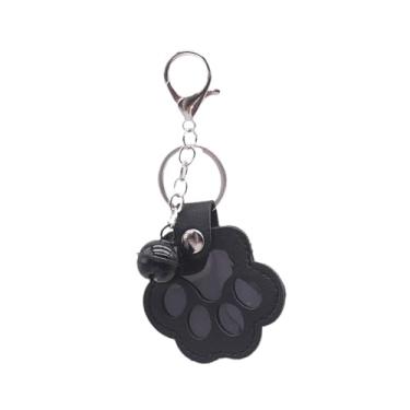 Imagem de Whtkoph Chaveiro, Memorial de Animal de Estimação, Animal de Estimação Falecido, Portátil, Design Fofo de Pata de Cachorro, Suporte de Cabelo em PU para Memor, Preto