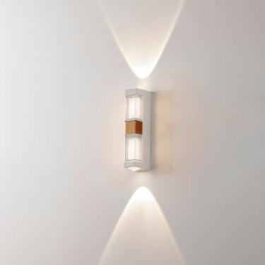 Imagem de Candeeiros de parede LED para ambientes externos, IP65, à prova d'água, de alumínio, arandelas externas, iluminação para cima e para baixo, luzes de parede internas/externas para varanda e pátio da