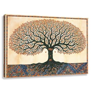 Imagem de Árvore da Vida Arte de Parede Impressão em Tela Decoração Fotos Pintura Tons Quentes Para Sala de Estar Quarto 60x40cmx1