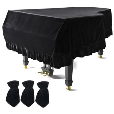 Imagem de Capa Protetora para Piano de Cauda, Capa para Piano de Grande, Capa de Piano de Veludo à Prova de Poeira Lavável com Bordas Macias Decoradas Triângulo Completo Capa Protetora de Piano