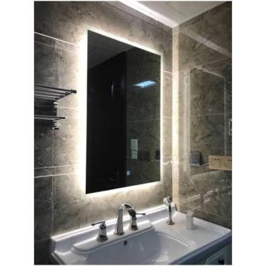 Imagem de Espelho 30x30 Decorativo Retangular Com Led Claro Moderno Com Bateria Branca