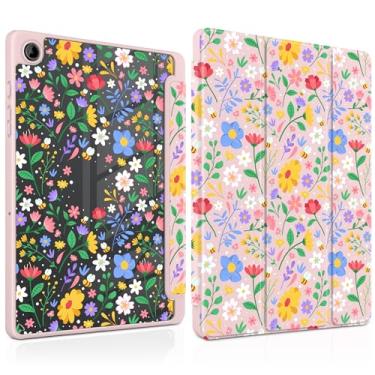 Imagem de MEEgoodo Capa para Samsung Galaxy Tab A9 Plus 27.9 cm 2023 com suporte para caneta S, capa para tablet com revestimento traseiro de acrílico transparente + suporte de três dobras + despertar/hibernar