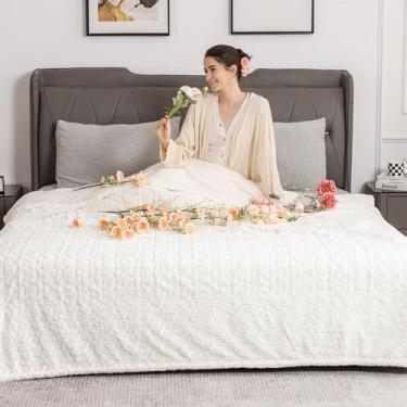 Imagem de WOOMER Cobertor aquecido tamanho casal 196 cm x 213 cm, cobertor elétrico com controle, temporizador de 0,5 a 12 horas e 10 níveis de aquecimento, certificado ETL, padrões de rosas brancas pele