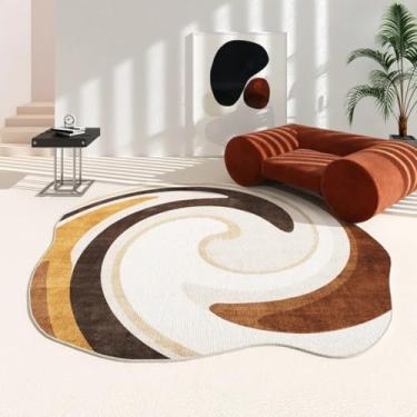 Imagem de Tapetes irregulares para sala de estar, tapete lavável moderno e minimalista para decoração de quarto, redondo e grosso (200x200 cm/K)