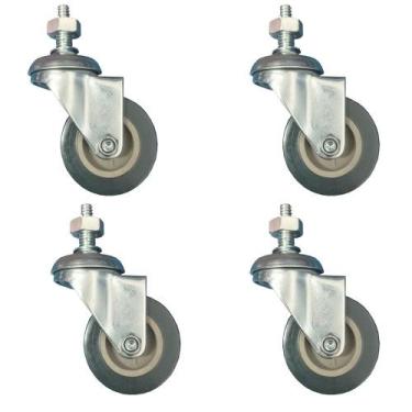 Imagem de Kit com 2 rodízios 2pol fixo + 2 rodízios 2pol giratório *pvc* - jst -