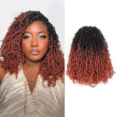 Imagem de GIX Cabelo de crochê Yanky Twist - 25,4 cm (30 fios/peças) Ombre Gengibre Pré-torcido Fofo Primavera Mini Twist Curto Bob Passion Twist, Tranças de Crochê Trança de Cabelo (25 cm, OT350-8P)
