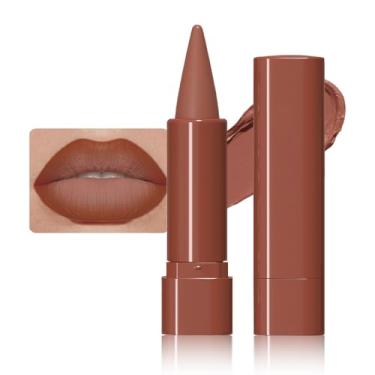 Imagem de BINGBRUSH Conjunto de delineador labial e batom gradiente 2 em 1, lápis labial à prova d'água fosco rosa com ponta de cone, giz de cera à prova de manchas para contorno ombré impecável, conjunto de