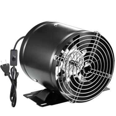 Imagem de Ventilador de duto em linha de 15 cm, exaustor de cozinha de metal, exaustor de garagem, alto fluxo de ar com válvula de retenção, malha, suporte fixo