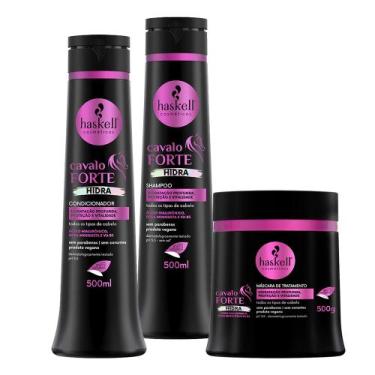 Imagem de Kit Haskell Cavalo Forte Hidra Trio Sh. Cond. Máscara 500ml