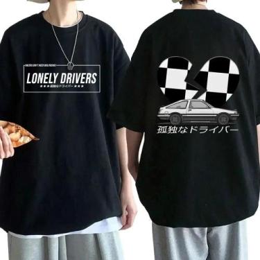 Imagem de Camiseta Unissex Dupla Face Anime Drift AE86 Initial D Com Gola Redond