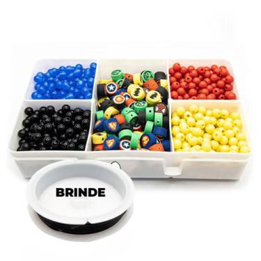 Imagem de Kit Miçanga Passante Menino Heróis Bijuteria Pulseira 900pçs + Caixa D