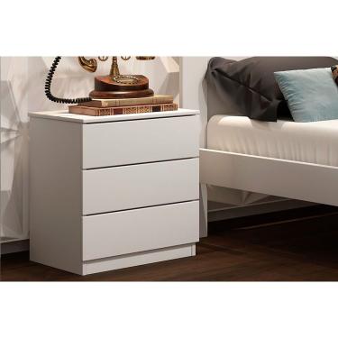 Imagem de Mesa Cabeceira Veronna c/ 3 Gavetas Branco/Neve - Tcil Móveis