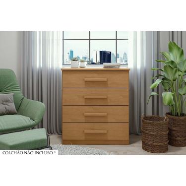 Imagem de Cômoda de Quarto Baião c/ 4 Gavetas Amêndoa/Rovere - Lopas