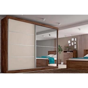 Imagem de Guarda Roupa Casal 2 Portas (1 c/ Espelho) e 4 Gavetas Verona Plus Flex Brauna/Brauna ou Off White - Europa