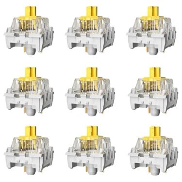 Imagem de Gngzyte Zhouwang Interruptores de teclado amarelos, interruptores lineares pré-lubrificados de 3 pinos para teclado mecânico MX para jogos (amarelo, 90 peças)