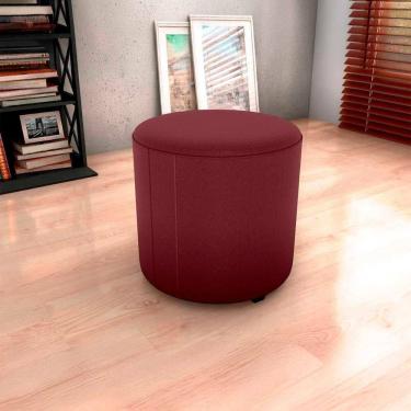 Imagem de Puff Banqueta Redondo Luxo Copenhage Matrix Veludo Vinho