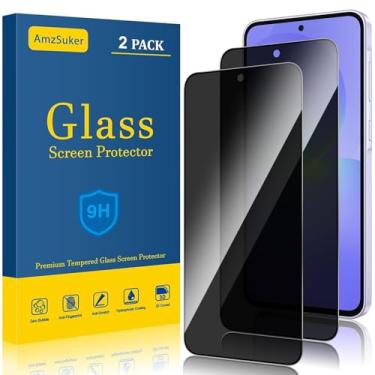 Imagem de AmzSuker Pacote com 2 protetores de tela de privacidade para Samsung Galaxy A36 5G / A56 5G vidro temperado anti-espião [não suporta desbloqueio de impressões digitais], antiarranhões, sem bolhas