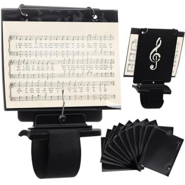 Imagem de Canlierr Pasta flip de lira de flauta para banda marcial, 12 peças à prova d'água 19 x 16,5 cm, dupla face, folha, folha, folha, folha, com 2 furos, suporte ajustável para trompete de clarinete (preto