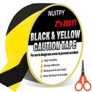 Imagem de Caution Tape Roll NUITPY de 5 cm x 61 m Fita de segurança preta e amar