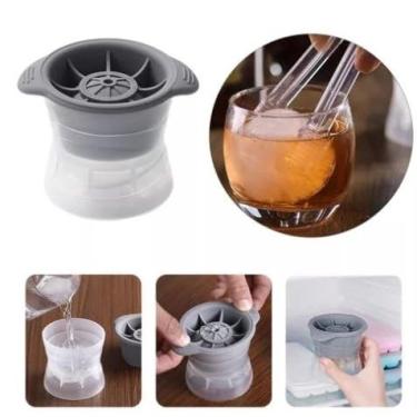 Imagem de Forma de Gelo Esfera Bola Grande Silicone Redonda Molde Bar Whisky