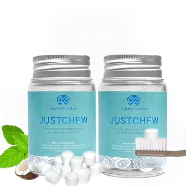 Imagem de Pastilhas de pasta de dente – Nano hidroxiapatita, sem flúor e plástico, ecológico e adequado para viagens, creme dental clareador natural – Remineralize com NHA (2 frascos/2 meses - menta de coco)