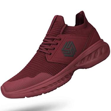 Imagem de Giniros Tênis De Caminhada Feminino Sem Cadarço, Respirável, Leve, Para Treino, Academia, Vinho, Vermelho, Tamanho 5,5