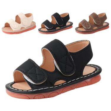 Imagem de CINDEAR Sandálias para bebês meninos e meninas com bico fechado antiderrapante sola de borracha premium para bebês primeiros andadores, 1303-preto, 5 Toddler