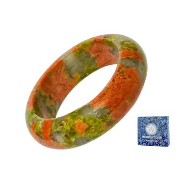 Imagem de WHITESTONE JEWELRY CO. Coleção de anéis de pedra Maya | Aliança de pedra natural para mulheres e homens | Anel empilhável | 6 mm de largura, Pedra pedra preciosa, Epídoto