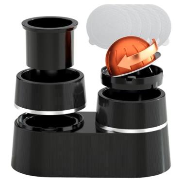 Imagem de Kit de cápsulas de café reutilizáveis compatíveis com cápsulas Nespresso Vertuoline, kit de refil de cápsulas duplas com abridor de tampa atualizado, 52 peças de tampas de vedação de alumínio para