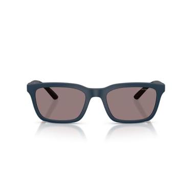 Imagem de Emporio Armani Óculos de sol masculinos retangulares EA4249U com ajuste universal, azul fosco/roxo escuro, 55 mm, Azul fosco/roxo escuro, 55 mm