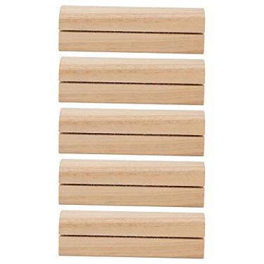 Imagem de ZJchao Cartão de Visita de Madeira, 5pcs Wooden Business Card Titular Office Sign in Supplies NOTA Clagum Photo Stand Stand NOTA PLINCENCIO (Luz)