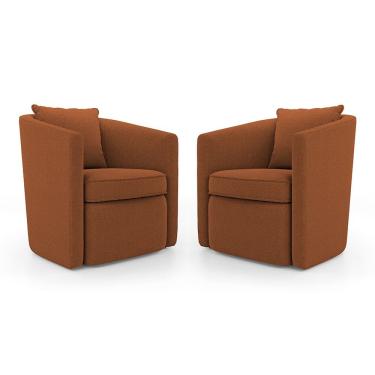 Imagem de Kit 02 Poltronas Decorativas Sala de Estar Aimê Bouclê Terracota - Desk Design