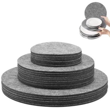 Imagem de 84/144 peças divisórias de armazenamento, separadores de placa de feltro, protetores para empilhar pratos chineses, pires de café - divisórias redondas de feltro macio (84 peças)